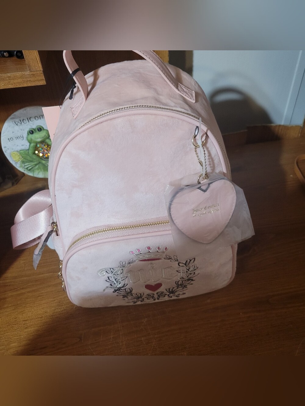 Juicy Couture Pink Diamond Velour Heritage Mini Backpack